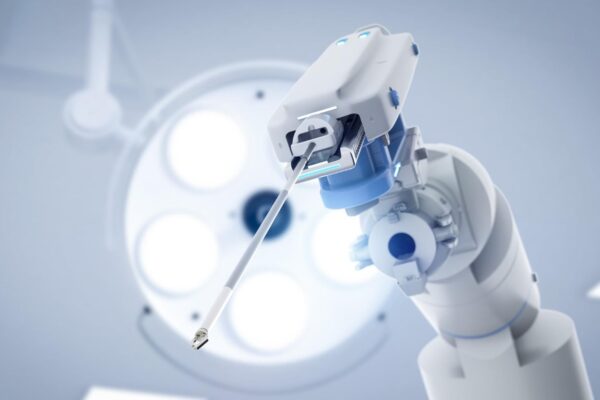 Grafika przedstawiająca ramię robota chirurgicznego