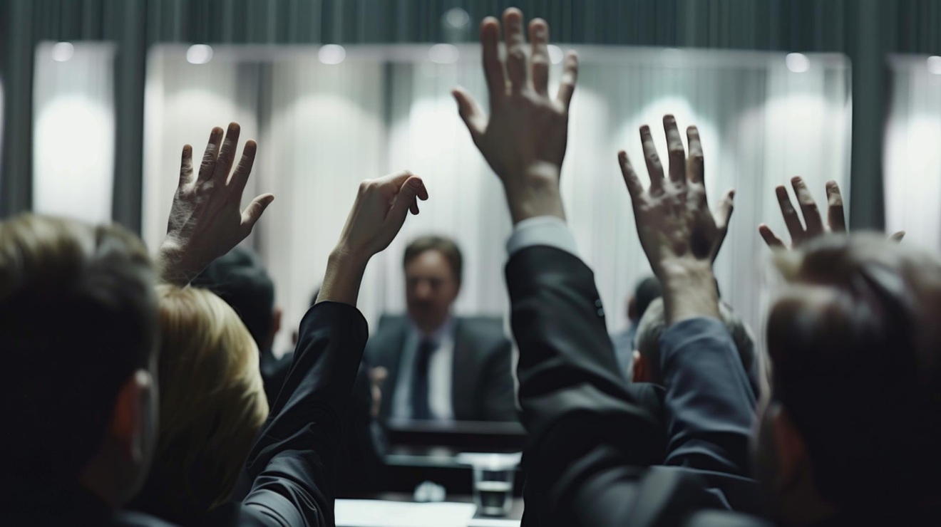 Grafika symbolizująca głosowanie akcjonariuszy w sprawie wydzielenia Siemens Healthineer