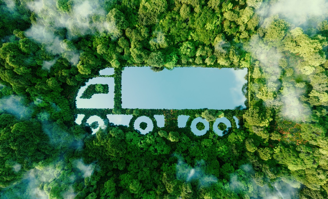 Grafika symbolizująca bezemisyjny transport w logistyce medycznej