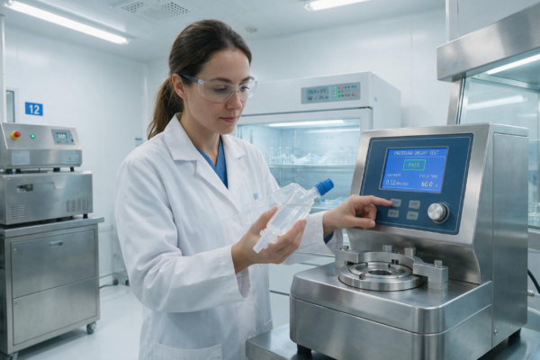 Kontrola jakości sterylnego markera medycznego w laboratorium.