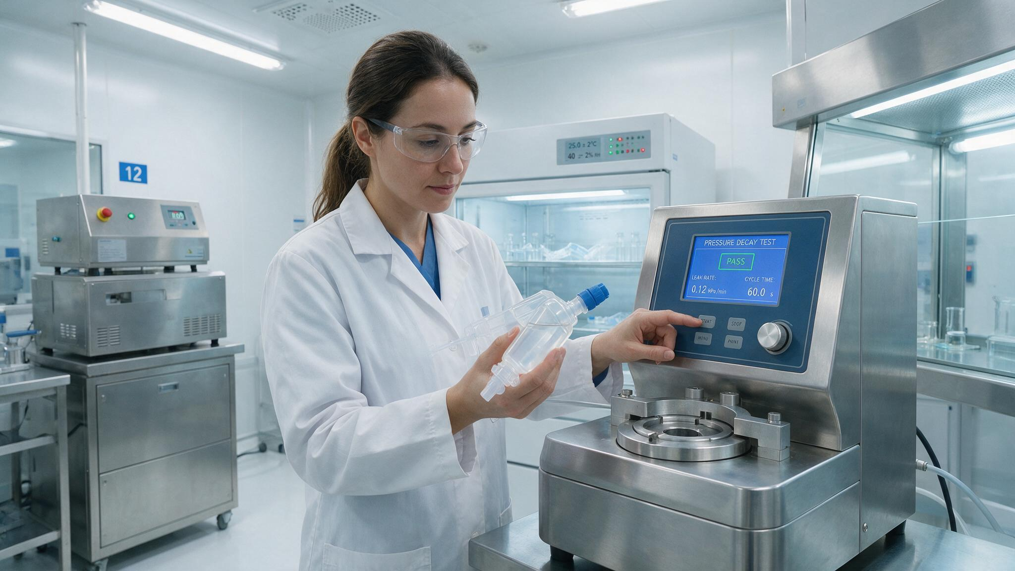 Kontrola jakości sterylnego markera medycznego w laboratorium.