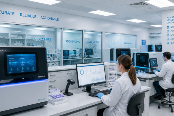 Laboratorium diagnostyki molekularnej z aparaturą NGS do badań IVD.