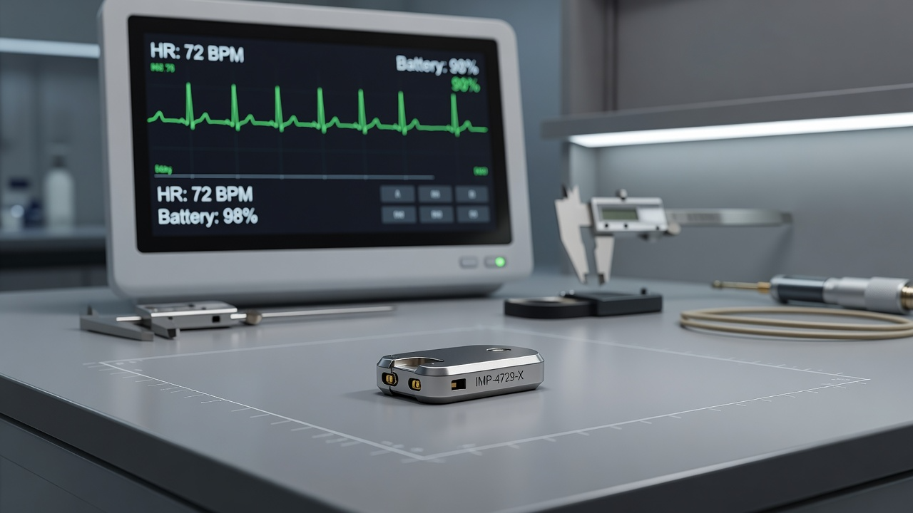Neutralne elektroniczne urządzenie medyczne obok monitora z zapisem biosygnału.