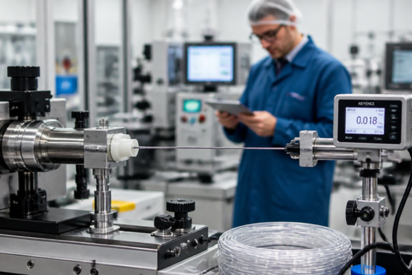 Kontrola jakości przewodów i komponentów do produkcji cewników medycznych.