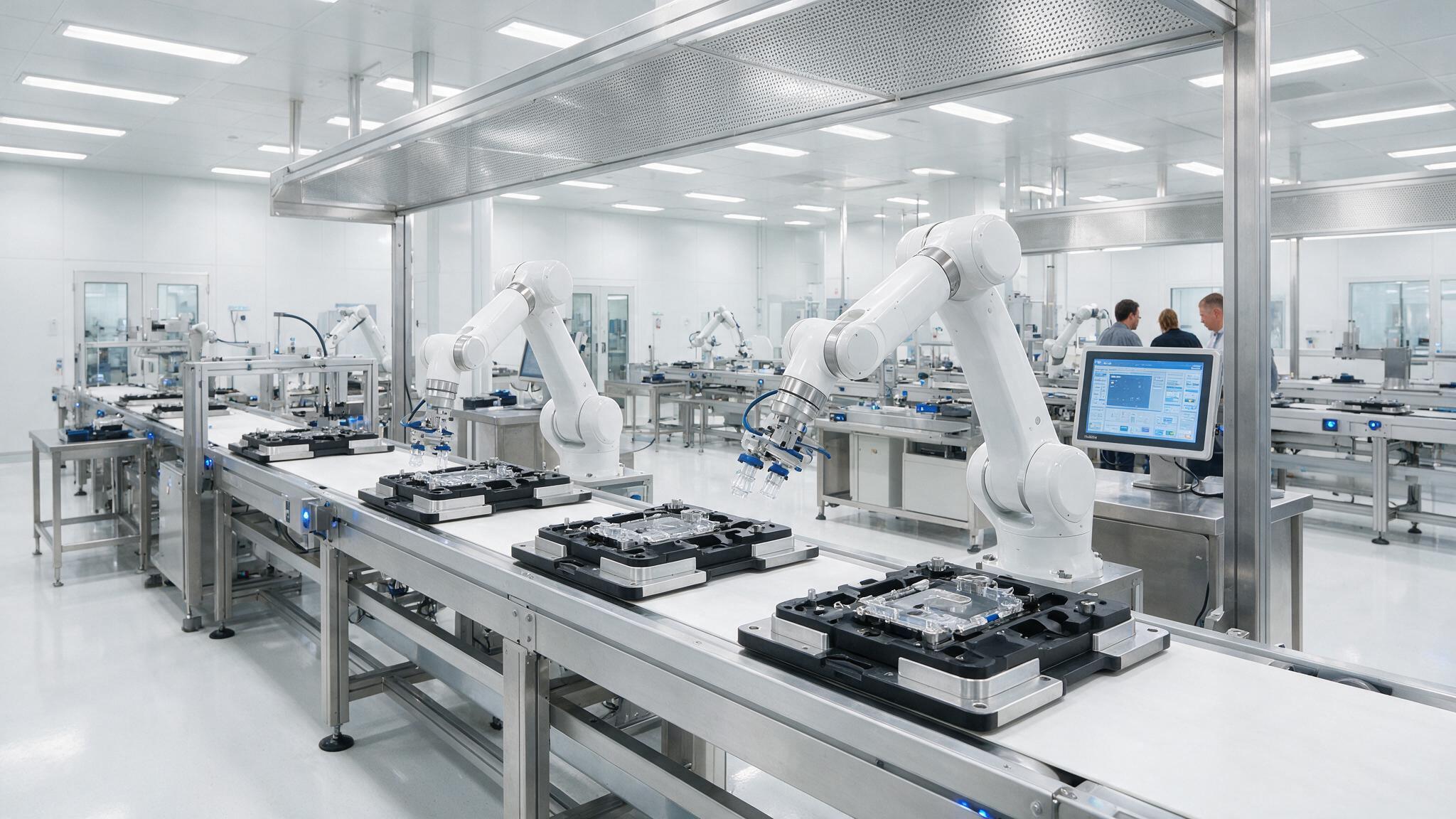 Zautomatyzowana produkcja jednorazowych komponentów do wyrobów medycznych.
