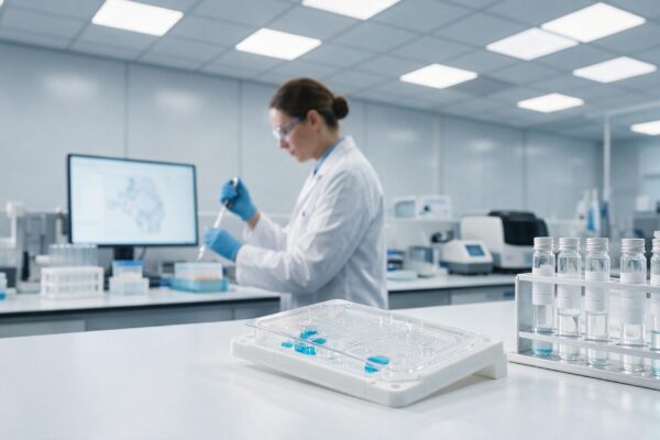 Laboratorium diagnostyki molekularnej z odczynnikami i układem mikroprzepływowym