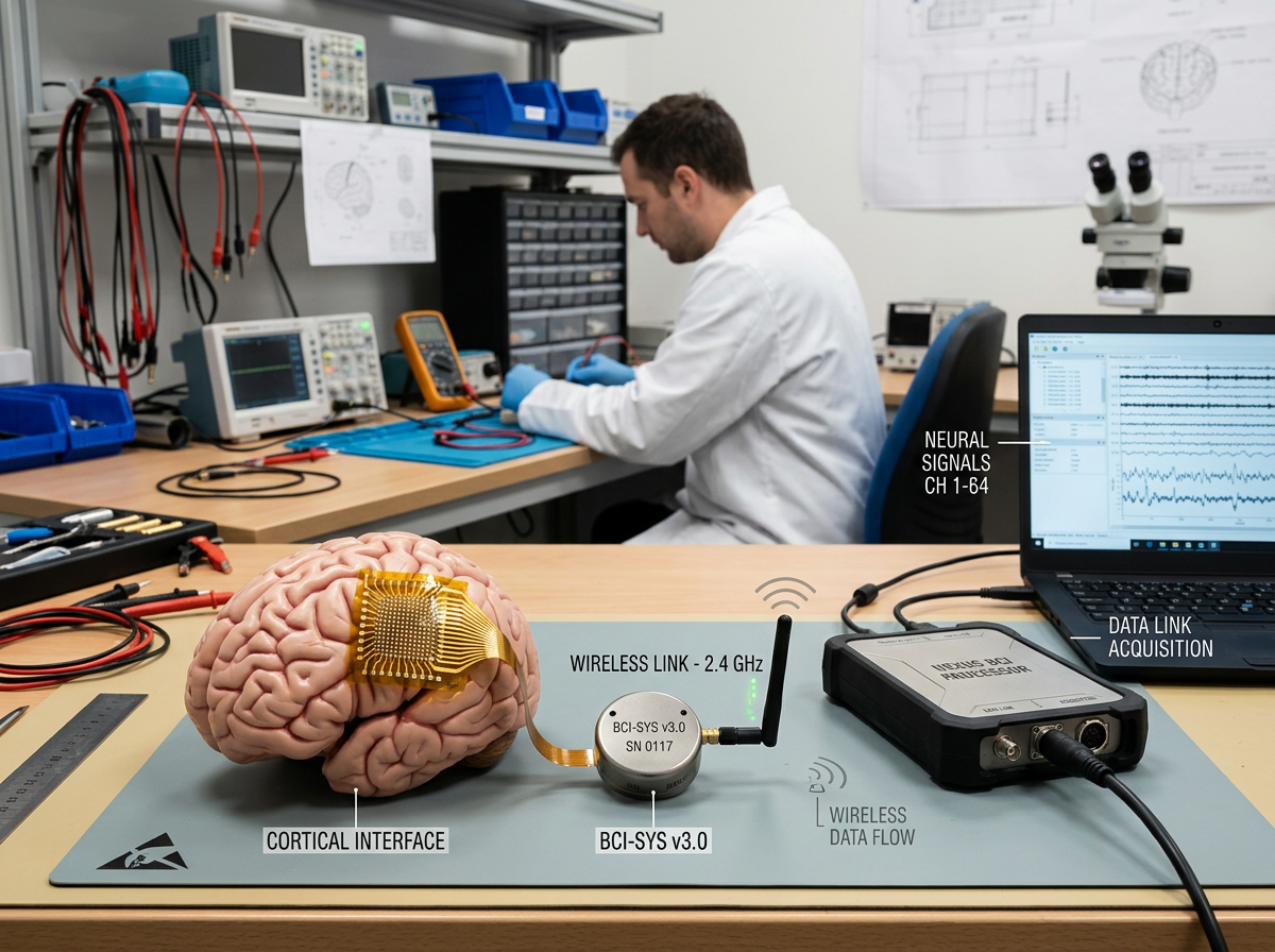 Implantowany system BCI z układem elektrod do neurostymulacji kory mózgowej