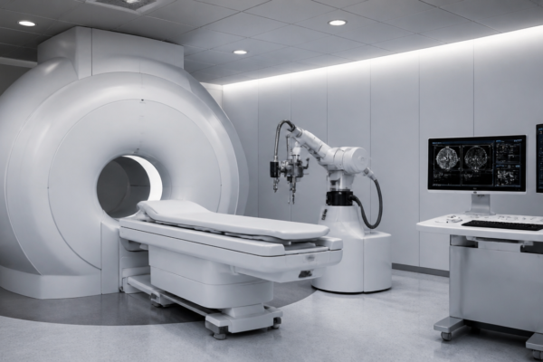 MRI-kompatybilna platforma robotyczna w nowoczesnym środowisku obrazowania medycznego.