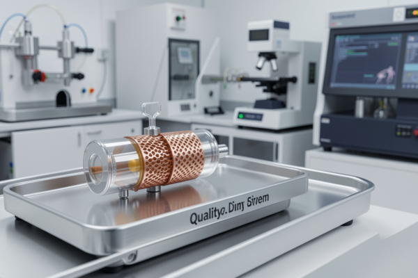 Miniaturowy implant lekowy z przekrojem zbiornika i nanoporowatej membrany kontrolującej uwalnianie substancji.
