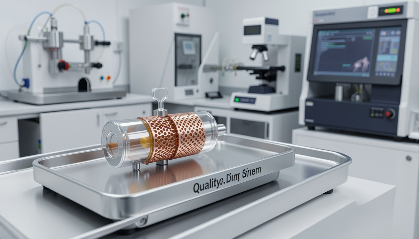 Miniaturowy implant lekowy z przekrojem zbiornika i nanoporowatej membrany kontrolującej uwalnianie substancji.