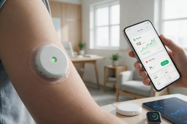 Sensor CGM połączony ze smartfonem i systemem analizy danych wykorzystującym AI